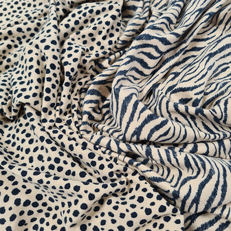 beige (warm kiezel) zwart zebra en cheetah dots - tricot @kickenstoffen