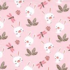 tricot roze wit konijntjes en blaadjes Swessie.