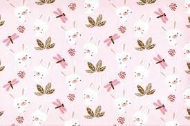 tricot roze wit konijntjes en blaadjes Swessie. met bamboe katoen poeder roze en olijf wafel tricot