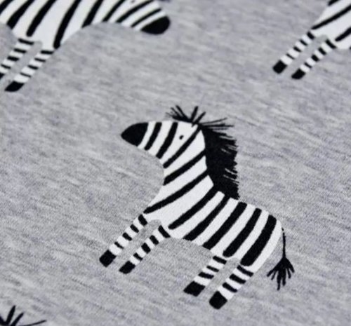 licht grijs (melee) wit zwart zebra baby jogging - french terry (op=op) V