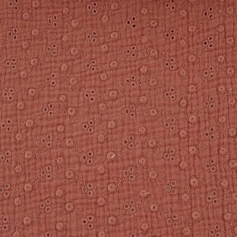 terracotta (licht) broderie met gaatjes hydrofiel