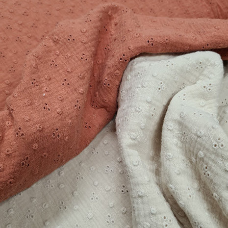 terracotta licht(oud)e natural broderie hydrofiel