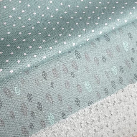 saffier vintage groen stipjes en blaadjes mutsie met vintage mint wafel