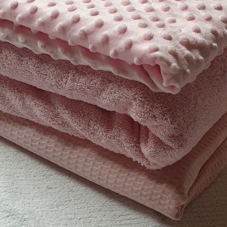 licht roze wafel badstof minky noppenfleece