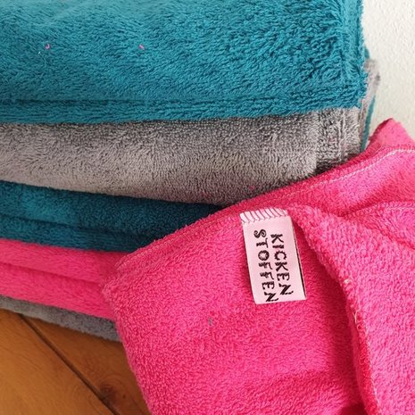 fuchsia roze badstof met petrol en donkergrijs lounge hoezen