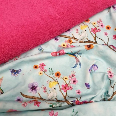 fuchsia badstof met digitale tricot