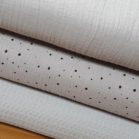 confetti en uni hydrofiel met wafel licht grijs