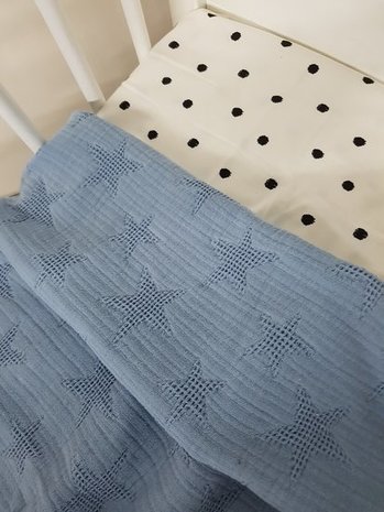 wafel jacquard vintage blauw met overtrekje ongelijke nopjes tricot (2)