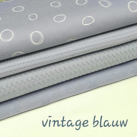 licht blauw (vintage) rondjes canvas katoen (op=op)