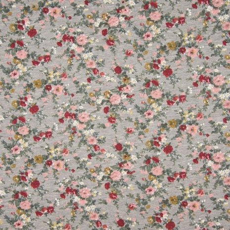 light grey small flower print french terry