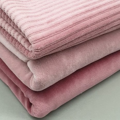 katoenen velvet oud roze licht en normaal en corduroy jersey oud roze