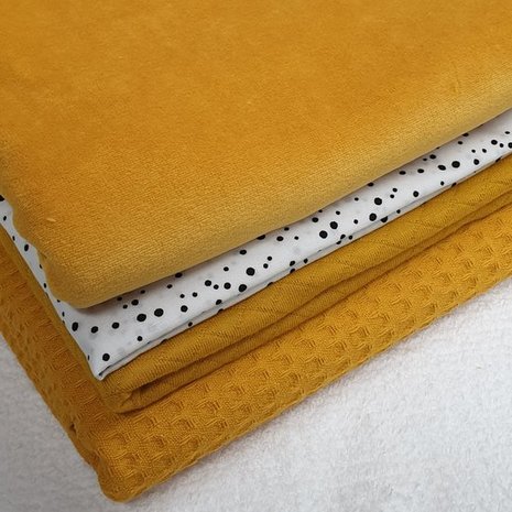 oker katoenen velvet, gevoerde tricot en wafel met confetti udi (1)