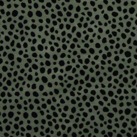 army groen  zwart cheeta print katoenen velvet