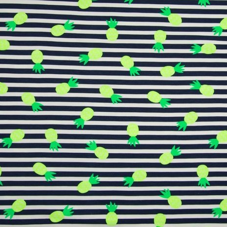blauw wit strepen ananas neon