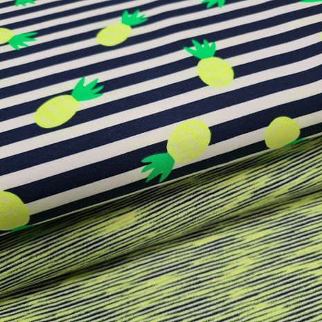 ananas en streepjes neon tricot