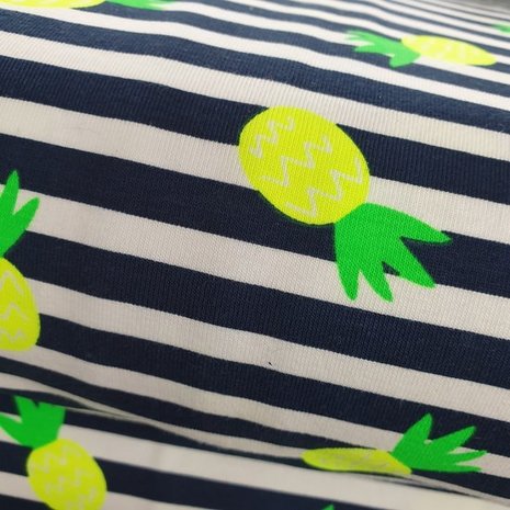 blauw wit strepen ananas geel neon