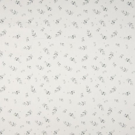 wit zee groen kleine blaadjes eucalyptus digitaal poplin