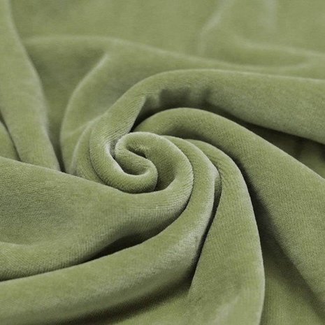 katoenen velvet olijfgroen