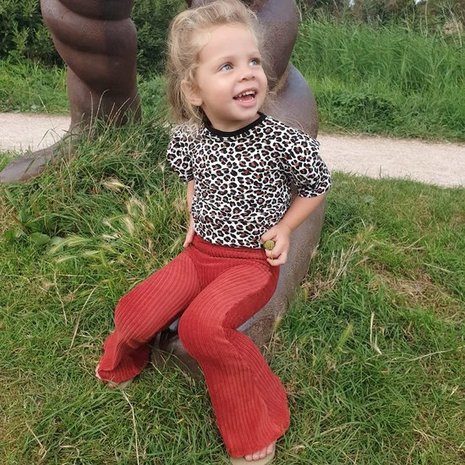 flared broekje terracotta ribfluweel BEEBS @littlebumpys