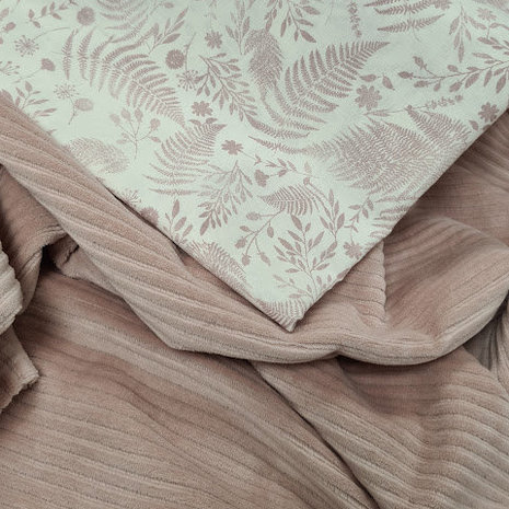 oud roze (licht) poeder katoenen ribFluweel tricot (op=op)
