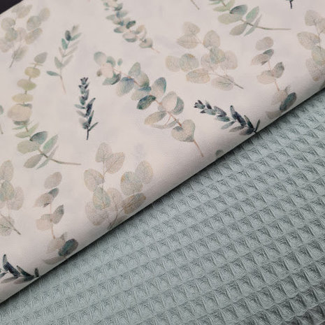 eucalyptus takjes poplin met vintage mint groen wafel BEEBS