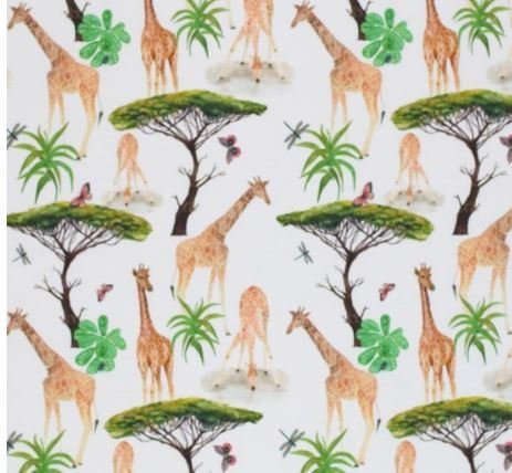 digitale jungle stof giraffen