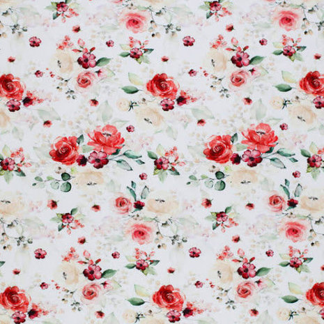 off white red pink green roses and flowers digital jersey