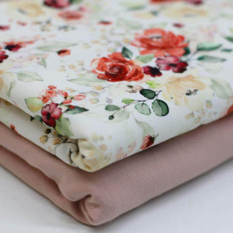 wit (off white) rood roze groen roos en bloemen rozen - digitaal tricot