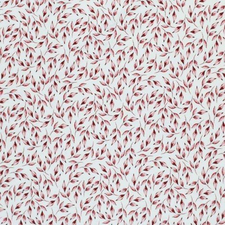 wit (off white) oud mauve geschilderde blaadjes - digitaal tricot