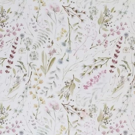 wit (off white) mauve groen oud roze natuur blaadjes en bloemen - digitaal tricot