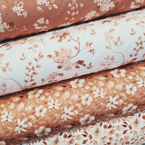 peach white flower fabrics @beebsstofjes