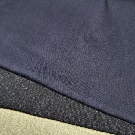 jeans digitale tricot met donkerblauwe boordstof