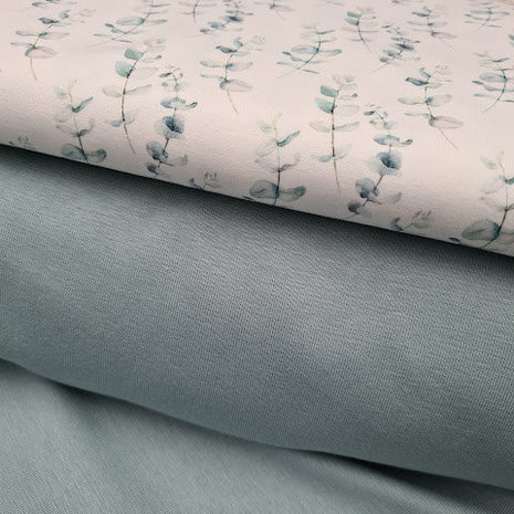 vintage mint groen boordstof  met mini eucalyptus takjes