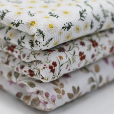 mauve blaadjes - daisy flowers - romantische bloemen baby rib SOFT