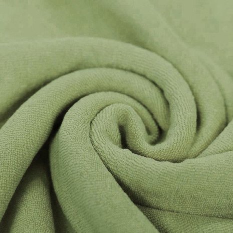 olijf groen stretch badstof (babybadstof)