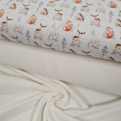 baby gebreide katoen off white met winterdieren BEEBS