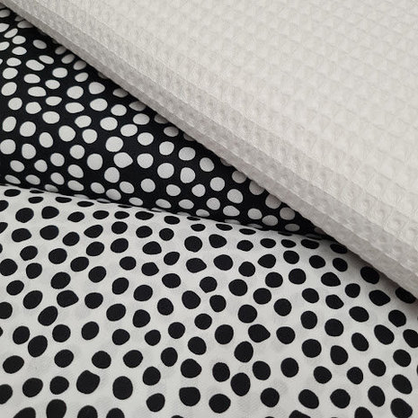 cheetah dot poplin wit en zwart met witte wafel