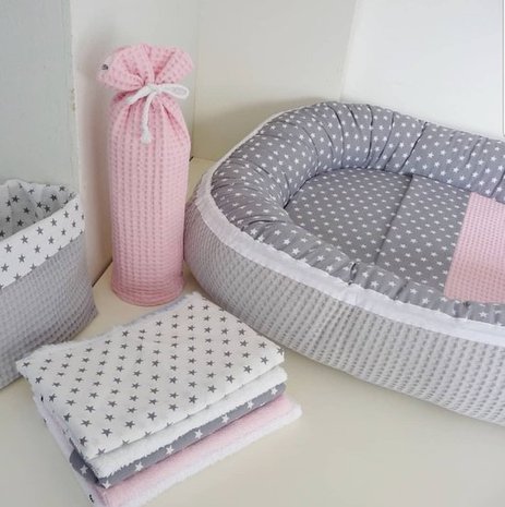 grijs witte set made @ellebelbabynestjes