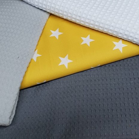 gele ster met wit en grijze wafels