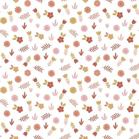 wit rood roze (blush) camel oker tulp en bloemen poplin