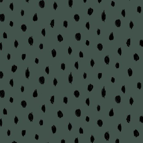 army zwart painted dots - biologische french terry