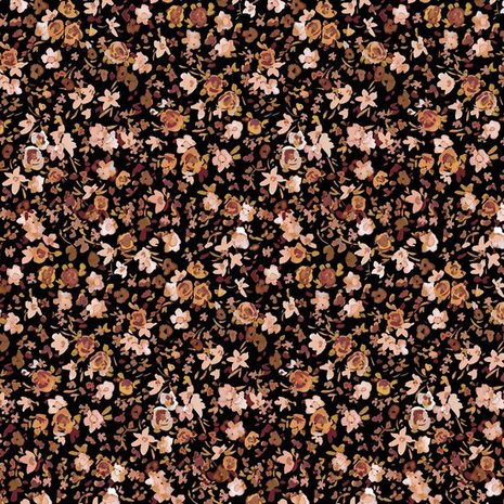 zwart camel cognac nude perzik bruin bloemen - tricot