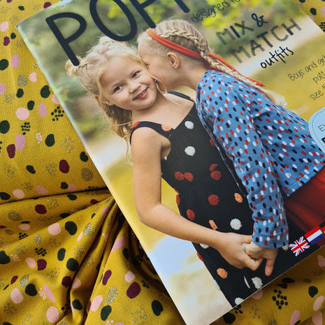 geel mosterdoker bordeaux rood donker groen roze goud vlekjes glitter - tricot met poppy magazine