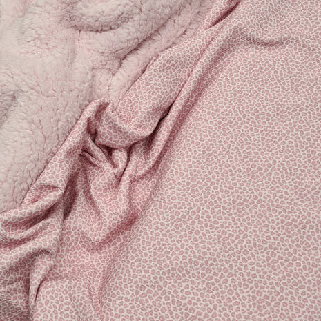roze luipaard rib SOFT met fluffie teddy roze