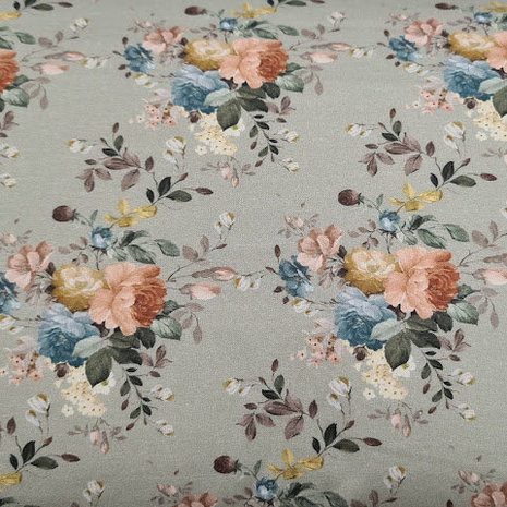 green peach blue white claypink flowers digital cotton