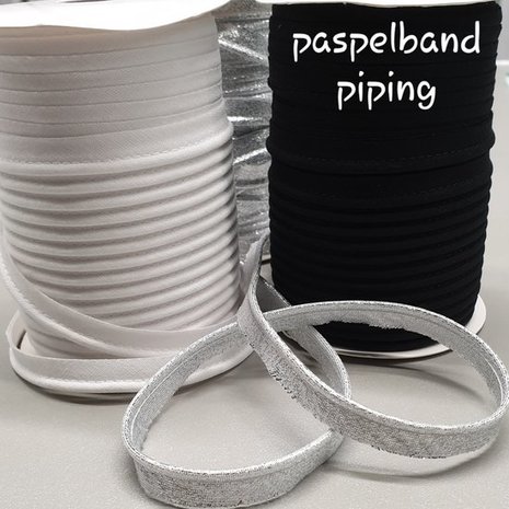 rol 25mtr - wit (off white) katoen paspelband - piping 1cm