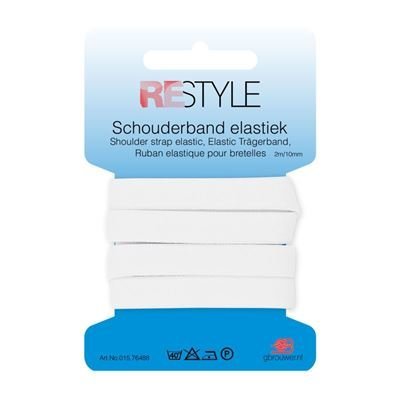 wit elastiek 10mm - 2 meter / kaartje (schouderband elastiek)