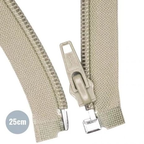 beige (kiezel) Deelbare Rits YKK nylon 25cm