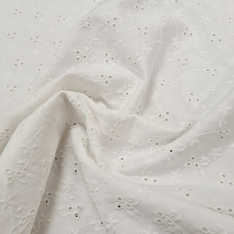 wit (off white) broderie bloemetjes & gaatjes met schulprand aan 2 zijden