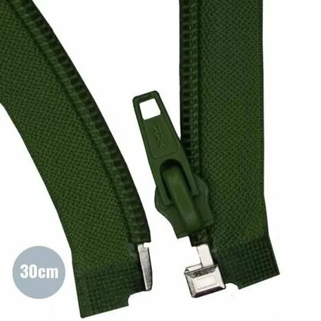army groen (donker) Deelbare Rits YKK nylon 30cm